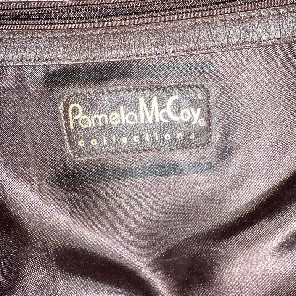 Vintage Pamela McCoy Wavy Color Block Genuine Suede Tote - Picture 4 of 13